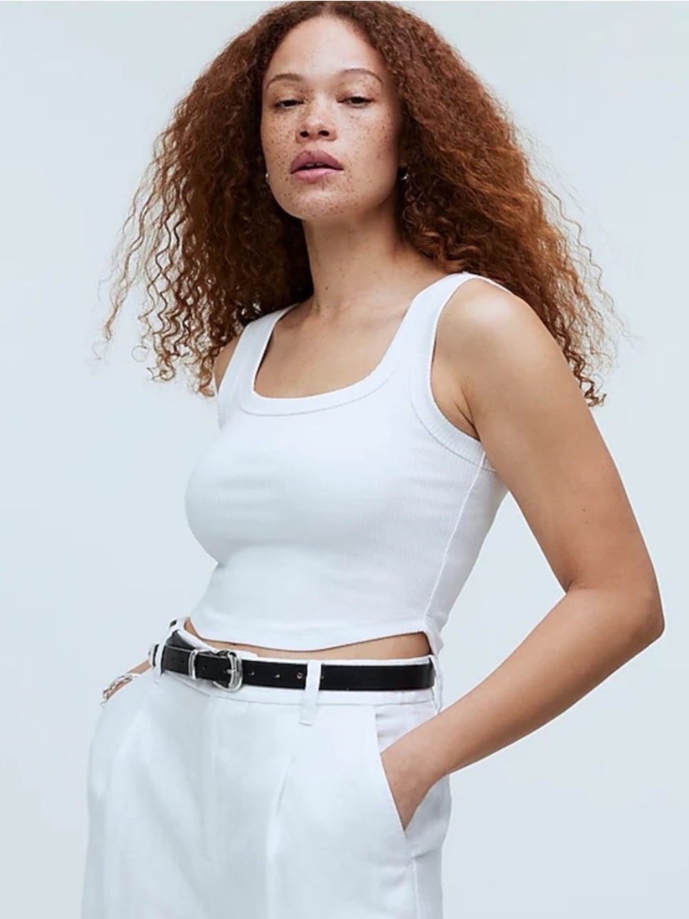 Madewell Tailored Crop Tank in Sleekhold
Lighthouse White - Picture 2 of 8